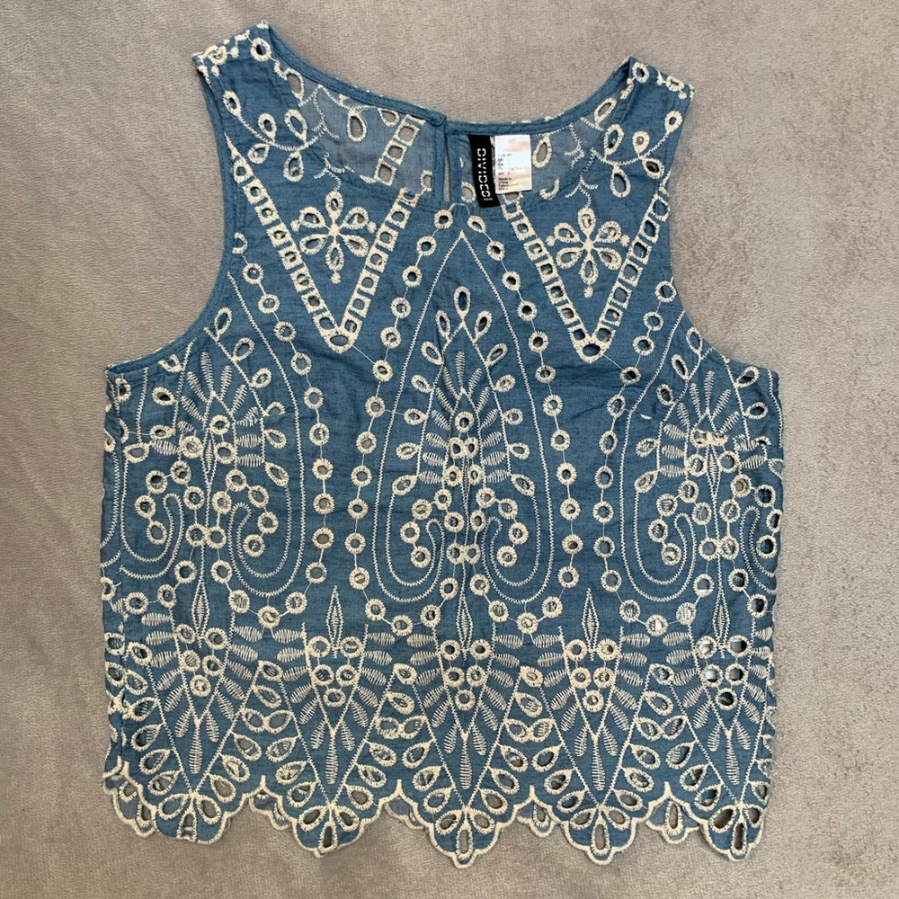 H&M Eyelet Denim Crop Top